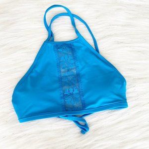 NEW Aerie Blue Lace High Neck Bikini Swimsuit Top